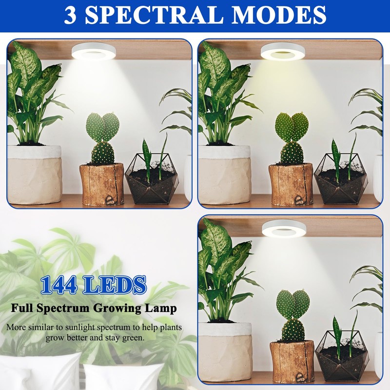 Tujoe 3 Pcs Ceiling Grow Light Self Adhesive Grow Lights