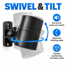2PCS Adjustable Speaker Wall Mount Brackets with Swivel & Tilt for Home Theater, Bookshelf & Surround Sound Speakers