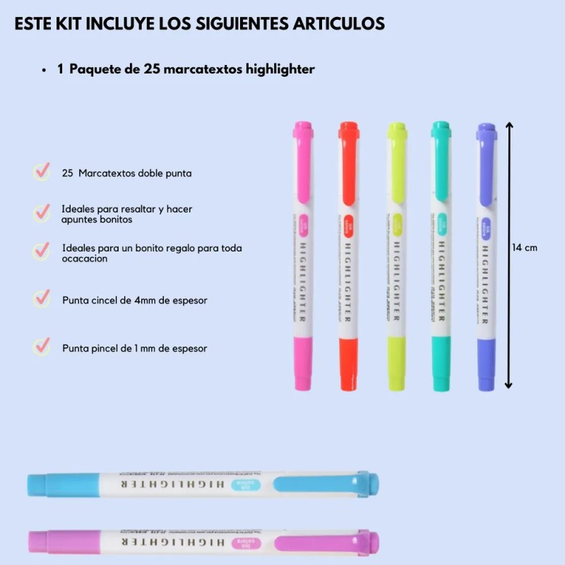 Resaltadores Mildliner Fluorescentes Doble Punta Con 25 Pzas