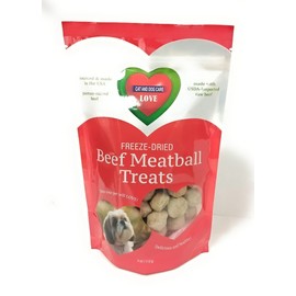 Love Freeze-Dried Beef Meatball Treats for Dogs, 100% Protein.