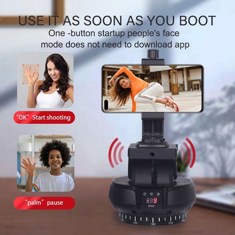 Wireless Remote Control Electric Tripod Head AI Face Tracking Rotating