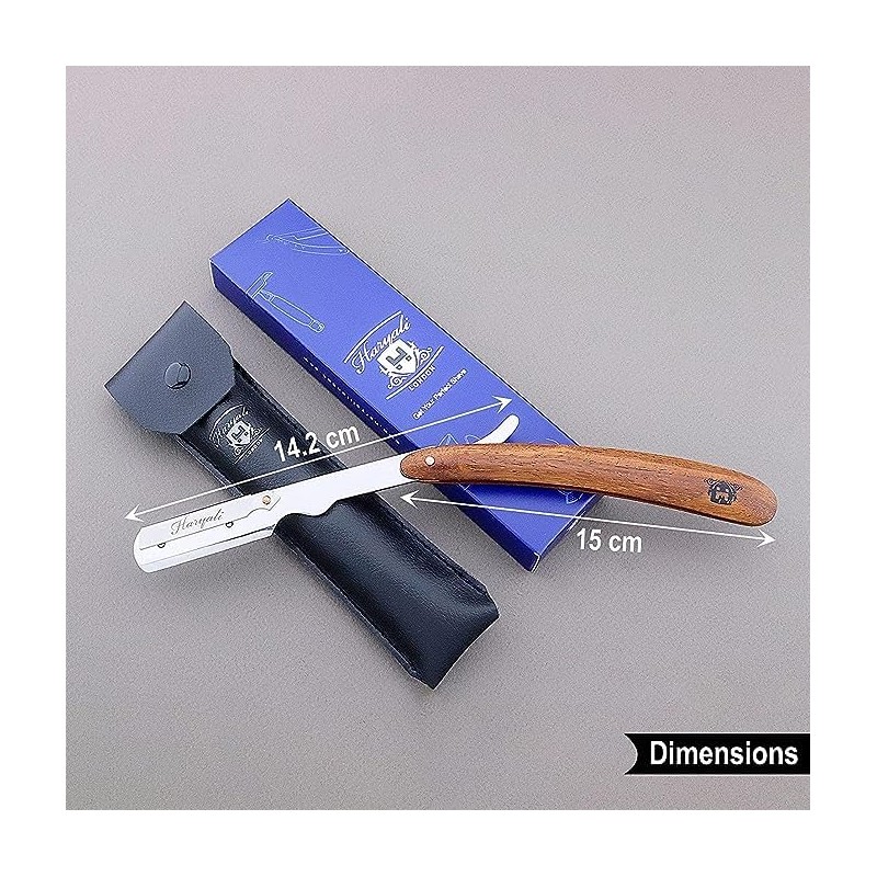 Hairdressing Style Wooden Razor with Leather Case Perfect for Beginners,