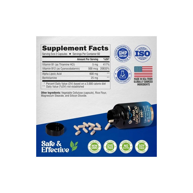 Acido Alfa Lipoico 600mg 120 Caps Nutra Harmony Hecho En