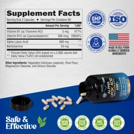 Acido Alfa Lipoico 600mg 120 Caps Nutra Harmony Hecho En Usa                                                                                          