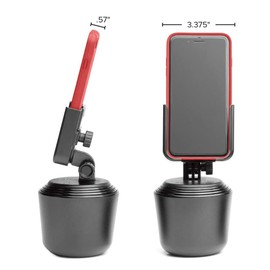 WeatherTech WeatherTech CupFone C Adjustable, Universal Cup Holder Phone Mount Accessory for Car C Compatible with iPhone & Other Smartphones C Open Access Design for Cell Phone Charging - Black Plastic Knobs