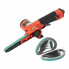 ABRAPRO 3/8"x 13" Air Belt Sander with 20Pcs Zirconia 40/60/80/120 Grit Belts, Mini Pneumatic Belt Sander for Woodworking, Iron, Metal, stainless steel