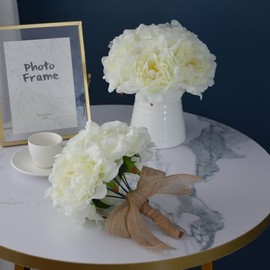 DH EYB 20pcs 5" Artificial Flower Peonies, Silk Peonies with 6" Stems, Flowers Suitable for Wedding Bouquets, Home Party Decoration (Milk White)