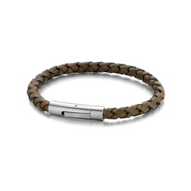 Frank 1967 Men's Genuine Leather Grey Bracelet, 8.25"