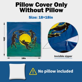 Henri Mattise Art Abstract Colorful Decor Pillow Cover for Bed Dorm Decor, Black Cat Decor Gifts for Cat Lover, The Dance Decor Throw Pillow Covers 18 X 18 Inch, Farmhouse Cushion Case Decoration