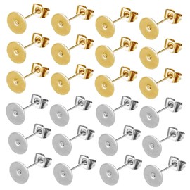 Stud Earrings Flat Pad 100 Pieces Stud Earrings Blanks Set Flat Pad Earrings Blanks Earrings Flat Pad Earrings Craft Flat Pad for DIY Earring Jewellery Making