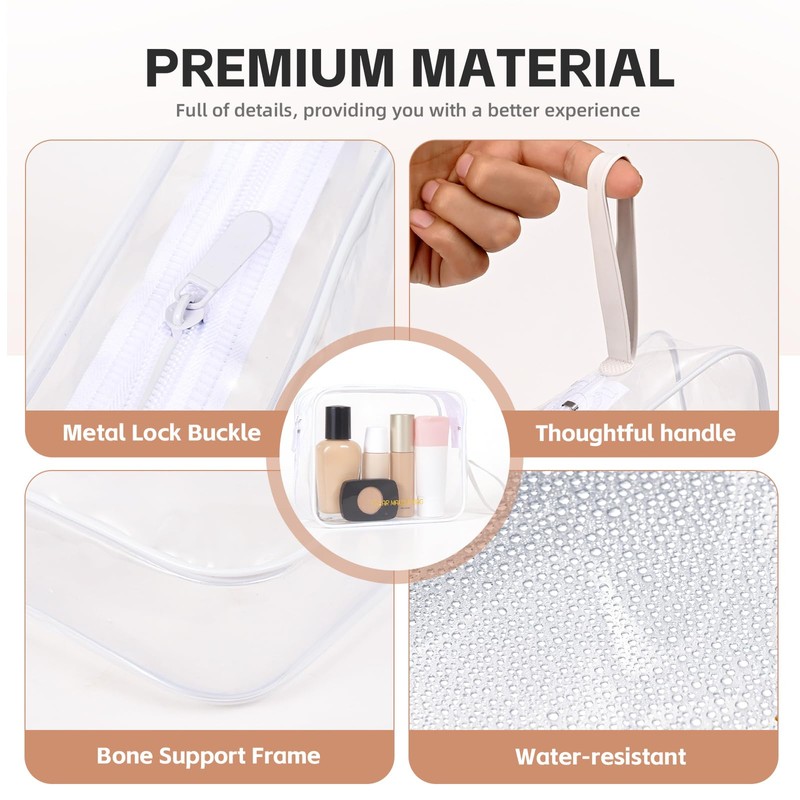 Icramsy Clear Makeup Bag,2 Pack TSA Approved Toiletry Bag Travel