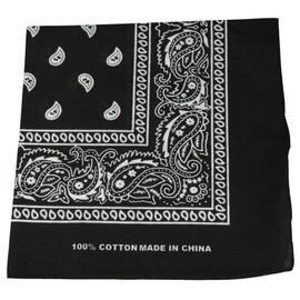 BLACK - Paisley Style Bandana Square Bikers Head Scarf Neck Wrist Wrap