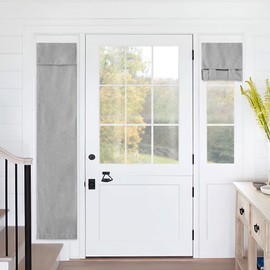 RYB HOME Sidelight Door Curtains, Thermal Insulated Linen Blend Window Curtains Full Privacy Assured Small Shade for Side/Patio Glass/Front/French Door, W12 x L69 inch, 1 Panel, Grey