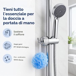JADUFHU Supporto Doccia Regolabile con 2 Ganci