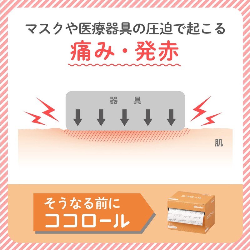 skinix ココロール 50mm×5m 大容量 医療の現場で活躍 圧迫軽減 肌に優しい クッション テープ MDRPU対策