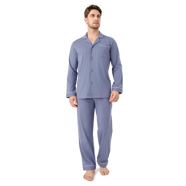 DAVID ARCHY Men's Cotton Sleepwear Button-Down Pajamas Set Mens Sleepwear