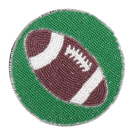 Drink Coasters - Handmade Beaded Home Decor Tabletop Cup Holder (Seed Bead Coster - Football)