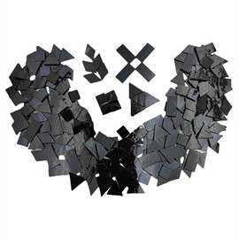 200g Stained Glass Mosaic Tiles for Crafts-230 Pieces,4 Shapes Mixed (Rectangle, Triangle, Rhombus, Square)- Ideal for Mosaic Making Projects (Black)