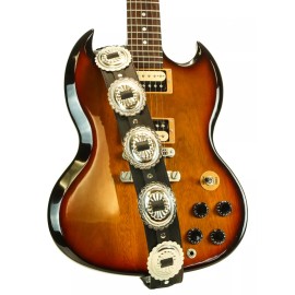 Punkaddict Extra Large Oval Conchos High Quality Leather  Black Guitar Strap