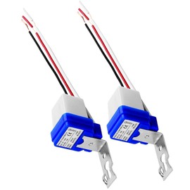 Set of 2 AC/DC 12V 10A Automatic Photocell Switches, Twilight Sensor for Indoor and Outdoor Lighting, Waterproof, Energy Saving, Ideal for Garden, Street Lights and Parks