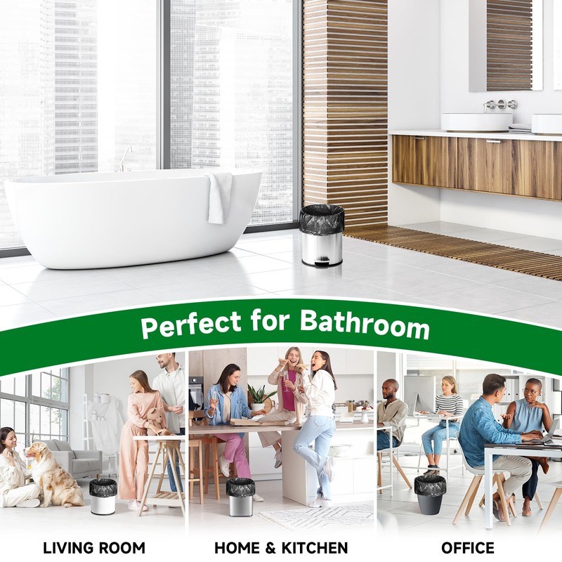 Small Biodegradable Trash-Bags Bathroom 2 Gallon-Black - Mini Garbage Bags
