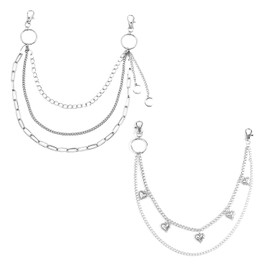 2pcs Trouser Chains Women Trouser Chains Punk Accessories Gothic Women Accessories Punk Rock Chain Belt Jeans Chain Accessories, silver