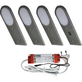 ACCE Aluminium body under-unit lights, kitchen, furniture cabinet lights, supper thin, including converter a spotlight with touch sensor switch, dimmable, neutral white or warm white (neutral white,