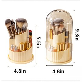 UShioart Covered Rotating Makeup Brush holder Organizer with Lid Makeup Brushes Organizer for Vanity Desktop Bathroom Countertop