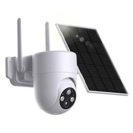 LIWAN 2K Solar Security Cameras Wireless Outdoor, 360° View Pan/Tilt WiFi Security Camera, 2-Way Talk, 2.4GHz WiFi, White
