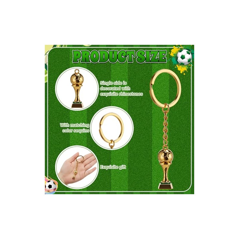 12 Pcs 3D Soccer Trophy Keychain Set - Perfect for