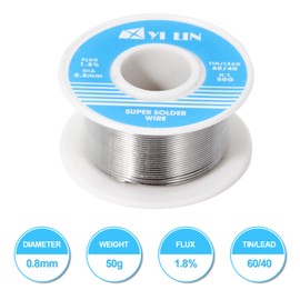 YI LIN 60/40 Solder Tin Lead Rosin Core Solder Wire For Electrical Soldering (0.8mm/50g)
