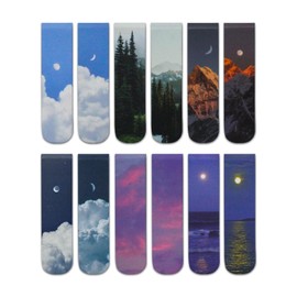 WisePoint 12PCS Book Markers, Scenery Magnetic Bookmarks for Women and Men, Magnet Bookmark Clips Book Marks for Reading, Aesthetic Bookmark for Writer Reader Learner (Blue)