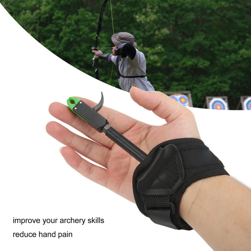 Bow Caliper Release Aid Aluminum Alloy Neoprene Wrist Strap Archery