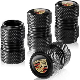 4 Pack Tire Valve Stem Caps - Metal Air Caps with Plastic Liner, Corrosion Resistant, Leak-Proof, Universal Stem Covers for Cars Trucks Motorcycles and Bikes - Black
