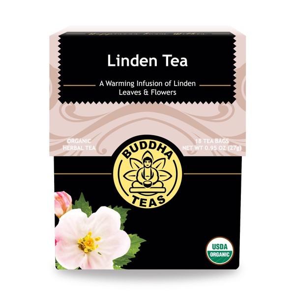 Organic Linden Tea – 18 Bleach-Free Tea Bags – Caffeine-Free Tea, Fresh and Fragrant Herbal Tea with Calming Qualities, Good Source of Nutrients, Vitamins, and Antioxidants, Kosher, GMO-Free