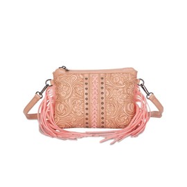 Boho Style Tassel Decorated Crossbody Bag, Fashionable Studded Design Crossbody Bag for Women, Casual Trendy Versatile High-quality Daily Commuting Bag:_Pink_one-size