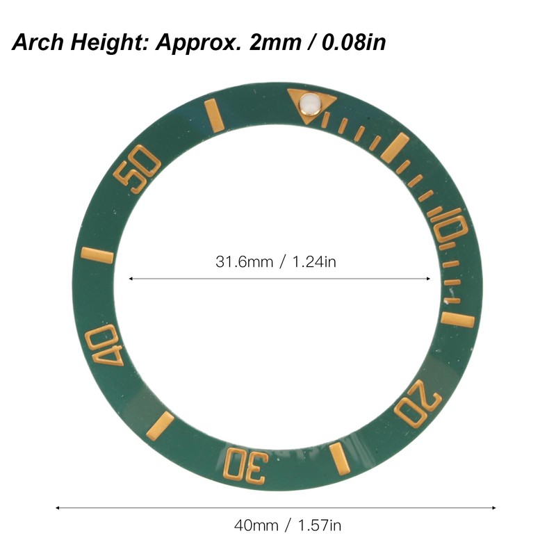 40mm Diameter Watch Bezel Insert Ring Clear Scale Luminous Ceramic