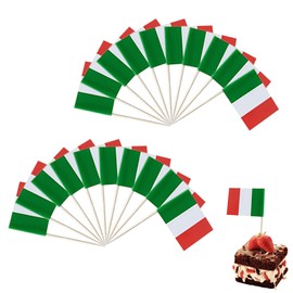 Pack of 100 Italy Decorative Toothpick Flags, Italy Flag, Italian Decorative Cocktail Toothpick Flags, Evening Party Flag, Italy Flags Toothpick, for Football Euro World Cup, Cupcake Topper, Cocktail