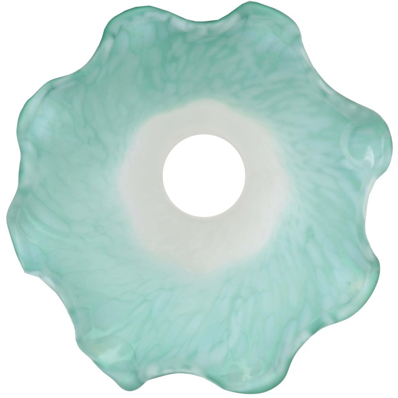 Bieye LS08S Lily Flower Blown Glass Lampshade (White Cyan, Opening