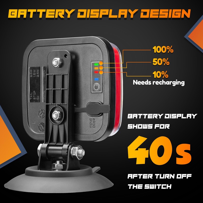 Wireless Trailer Lights Magnetic - Adjustable Magnetic Tow Light with