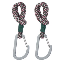 LÄSSIG Pram Attachment (2 Pieces) Carabiner Hooks Pram Hooks Shopping Hook Cord Green Lavender Deep Red