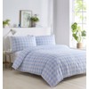 Gingham Duvet Sets Check Bedding Quilt Cover Pillow Cases (Blue,
