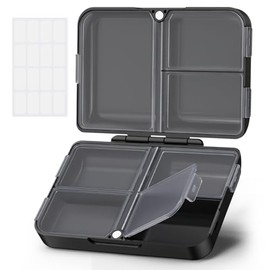 AUVON Daily Pill Organizer Fit with Your Purse or Pocket, Compact Pill Case Travel Essentials with Magnetic Folding Closure & Long-Lasting Hinges, Pil