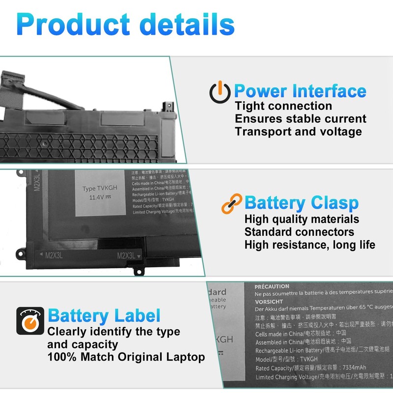 BOWEIRUI TVKGH Laptop Battery for Dell Latitude 9510 9520 Series