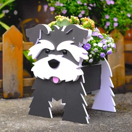 MOONZON Pet Dog Shaped Plant Flowerpot, Storage Planter Container, Indoor and Outdoor Decorative Ornaments, countertops, Garden, Courtyard Decorations (Schnauzer)