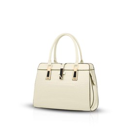 Nicole&Doris Ladies Handbags Fashion Patent Leather Shell Portable Shoulder Messenger Bag for Women(Creamy-White)