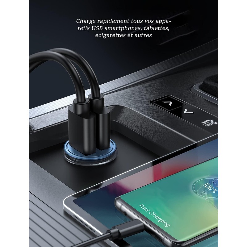 TechExpert Car Charger 4.8A 24W Dual Port Fast Charge Allows