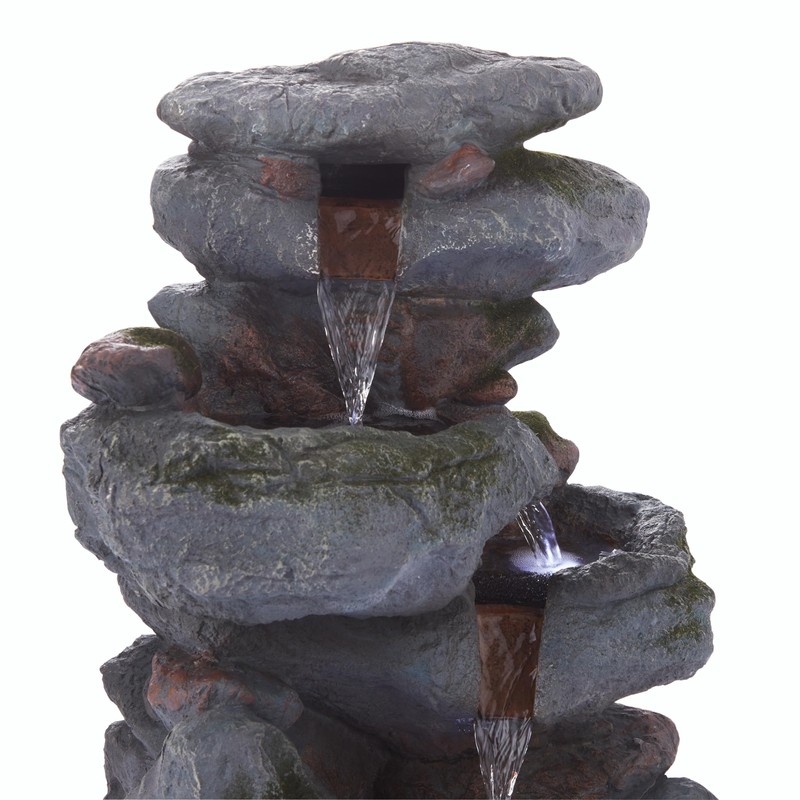 Alpine Corporation WIN582 22" Outdoor 3-Tier Rock Waterfall Fountain with