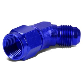 Auto Dynasty 8AN AN-8 1/2 Male Female 45 Degree Bulkhead Flare Aluminum Finish Fitting (Blue)
