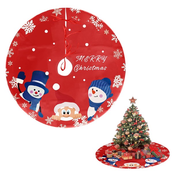 Large Christmas Tree Skirt, 48 Inch Red Christmas Tree Skirt